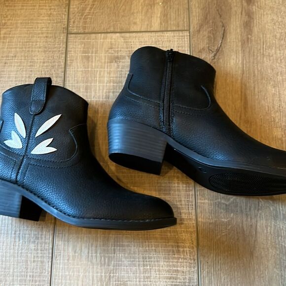 New Anthropologie x BC Cowpoke Footwear Vegan Western Ankle Boots Black US 7 - Picture 4 of 10